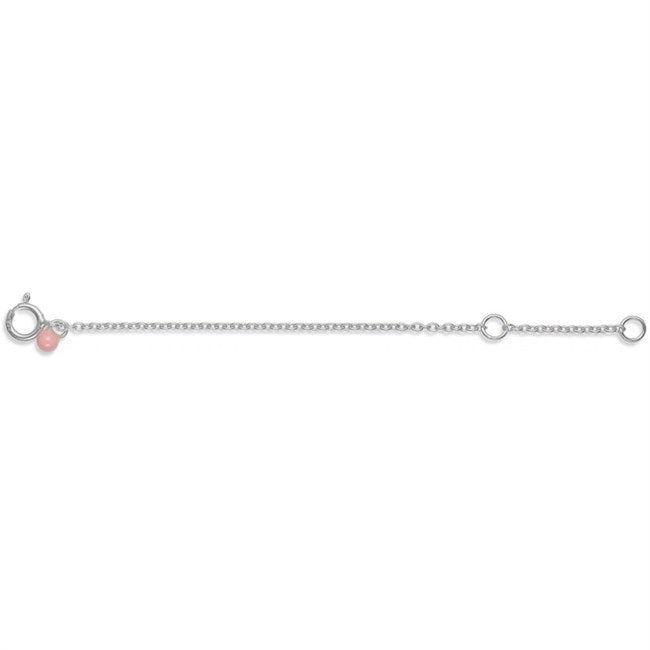 Ankelkæde forlænger i sterlingsølv med pink emaljeperle fra Enamel Copenhagen, 6+2 cm.